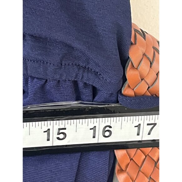 J for Justify Navy Blue Plus 2X Maxi Dress Sleeveless Chevron Hem Belted - Picture 9 of 12